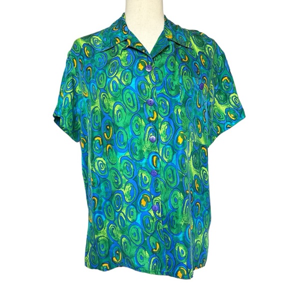 Vintage Melrose Studio Petites Oversized Silk Campshirt PS - Picture 1 of 7